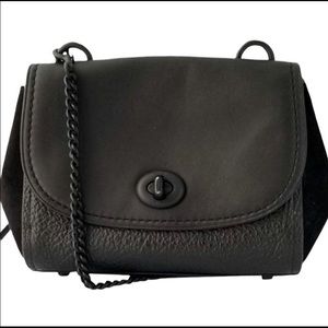 Coach Faye Crossbody. Black leather and Suede with leather strap.